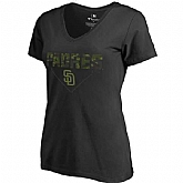 Women's San Diego Padres Fanatics Branded Black Big & Tall Memorial V Neck Camo T-shirt FengYun,baseball caps,new era cap wholesale,wholesale hats